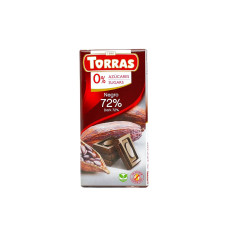 530 Шоколад Torras чорний 72% какао без цукру 75г