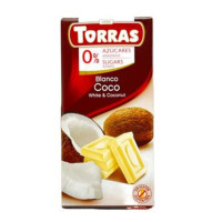 529 Шоколад Torras білий з кокосом без цукру 75г