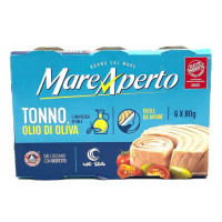Тунець в оливковій олії 6х80 г ТМ Mare Aperto