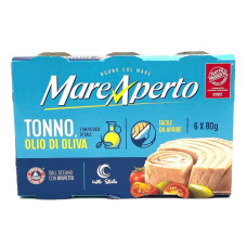 Тунець в оливковій олії 6х80 г ТМ Mare Aperto